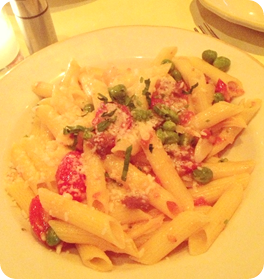 Ziti Pomodoro (prosciutto, cherry tomatoes, peas, onions, garlic & parmesan) Ziti Pomodoro (prosciutto, cherry tomatoes, peas, onions, garlic & parmesan)